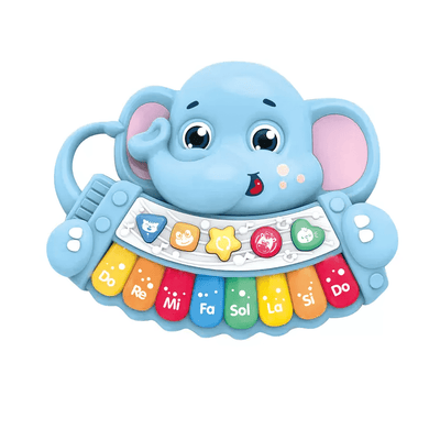 Jucarie Interactiva Bebelusi, Pian Cu Lumini si Sunete, Elefant, Albastru, 20.5x16.5x5 cm - LUDIRO