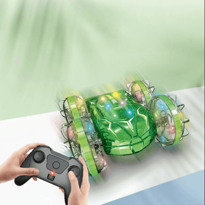 Masinuta RC Amfibie pentru Copii Ludiro, Rotire 360°, Lumini LED, Acumulator USB, Merge si pe Apa si Uscat, Verde, + 5 Ani - LUDIRO