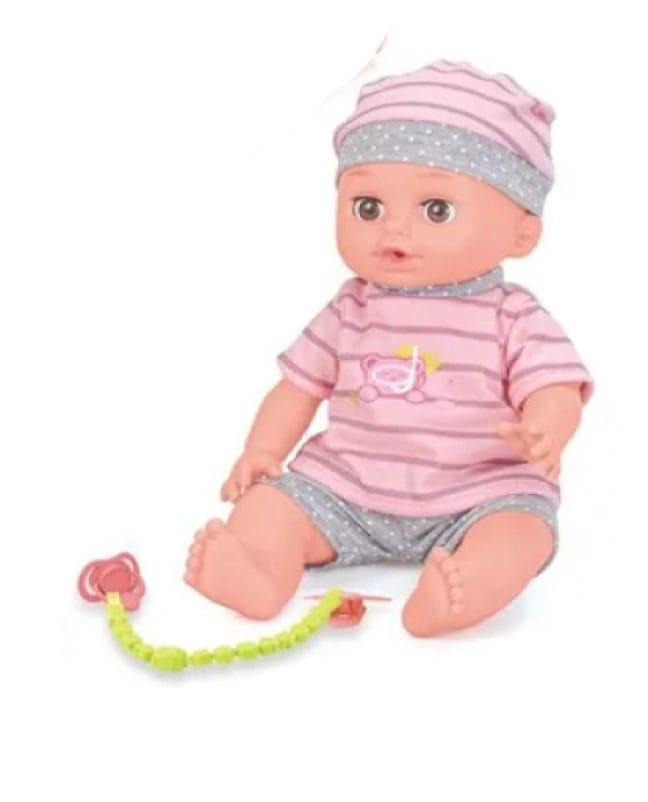 Set Papusa Bebelus Multifunctionala Care Vorbeste, Bea si Face Pipi, 12 Sunete, Olita, Suzeta, Farfurie si Tacamuri, Biberon, Papucei, 30 Cm, + 3 Ani - LUDIRO