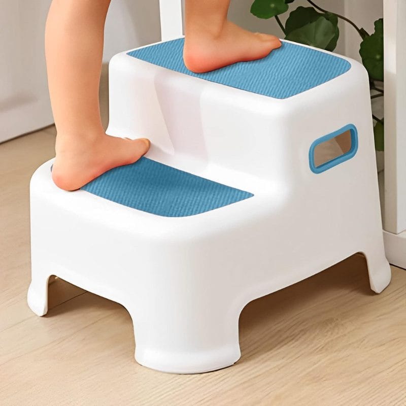 Scarita pentru Copii cu 2 Trepte, Design Antialunecare, Stabilitate Maxima, Usor de Utilizat, Ideala pentru Baie, Bucatarie, Toaleta, Spalat pe Dinti, Acces Mobilier, + 3 Ani - LUDIRO