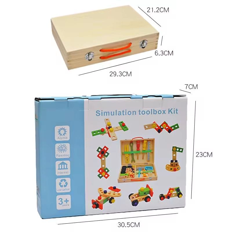 Jucarie Interactiva Montessori, Trusa de Unelte din Lemn pentru Copii, Educativa si Distractiva pentru Micii Mesteri, + 3 Ani - LUDIRO