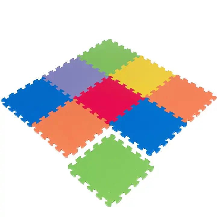 Resigilat - Covor din Spuma pentru Copii, Puzzle Multicolor, 9 Piese, Termoizolant si Moale, 90x90 Cm - LUDIRO