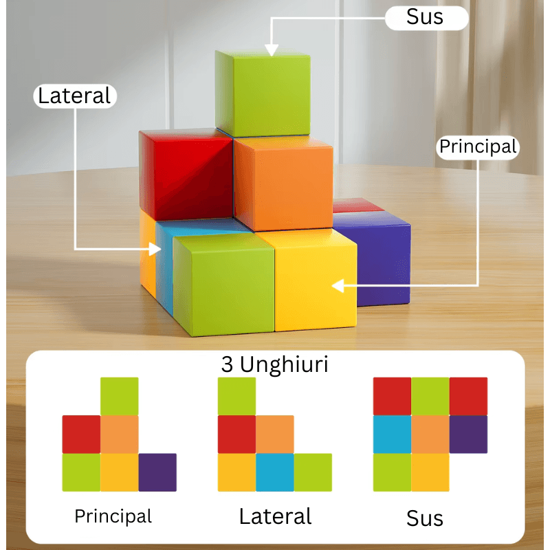Set Cuburi Magnetice Educative 3D Ludiro, 96 Piese pentru Creativitate, Logica si Dezvoltare STEM - LUDIRO