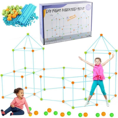 Set de Constructie Forturi pentru Copii, 120 Piese, Incurajeaza Imaginatia si Creativitatea Micutului Tau, Joc Educativ si Interactiv pentru Dezvoltarea Abilitatilor Motorii si Cognitive, + 3 Ani, Uti - LUDIRO