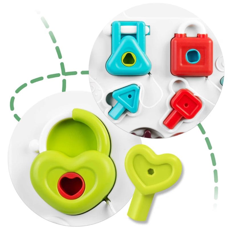 Masuta Educativa cu Activitati Montessori 2 in 1, Jucarie Muzicala, Lampa LED, Prajitor de Paine, Pian, Numere, Culori si Forme, Elemente Mobile, Volum Reglabil, + 1 An - LUDIRO