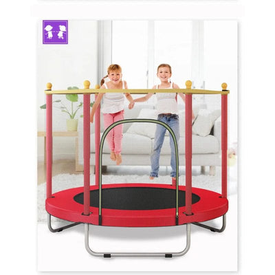 Trambulina pentru Copii 3-7 Ani LUDIRO, Plasa de Siguranta, Diametru 140 Cm, Inaltime 125 Cm, Joaca Distractiva pentru Interior si Exterior, Rosu - LUDIRO