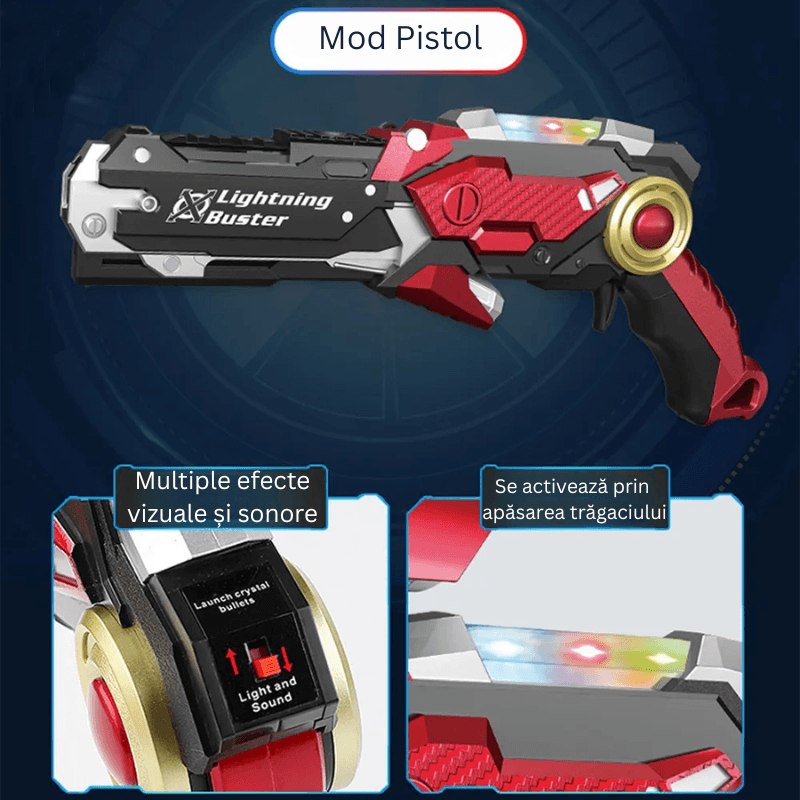 Pistol 3 in 1 Ludiro cu Lumina, Sunet si Bile, Jucarie Interactiva pentru Copii 3+ Ani - LUDIRO