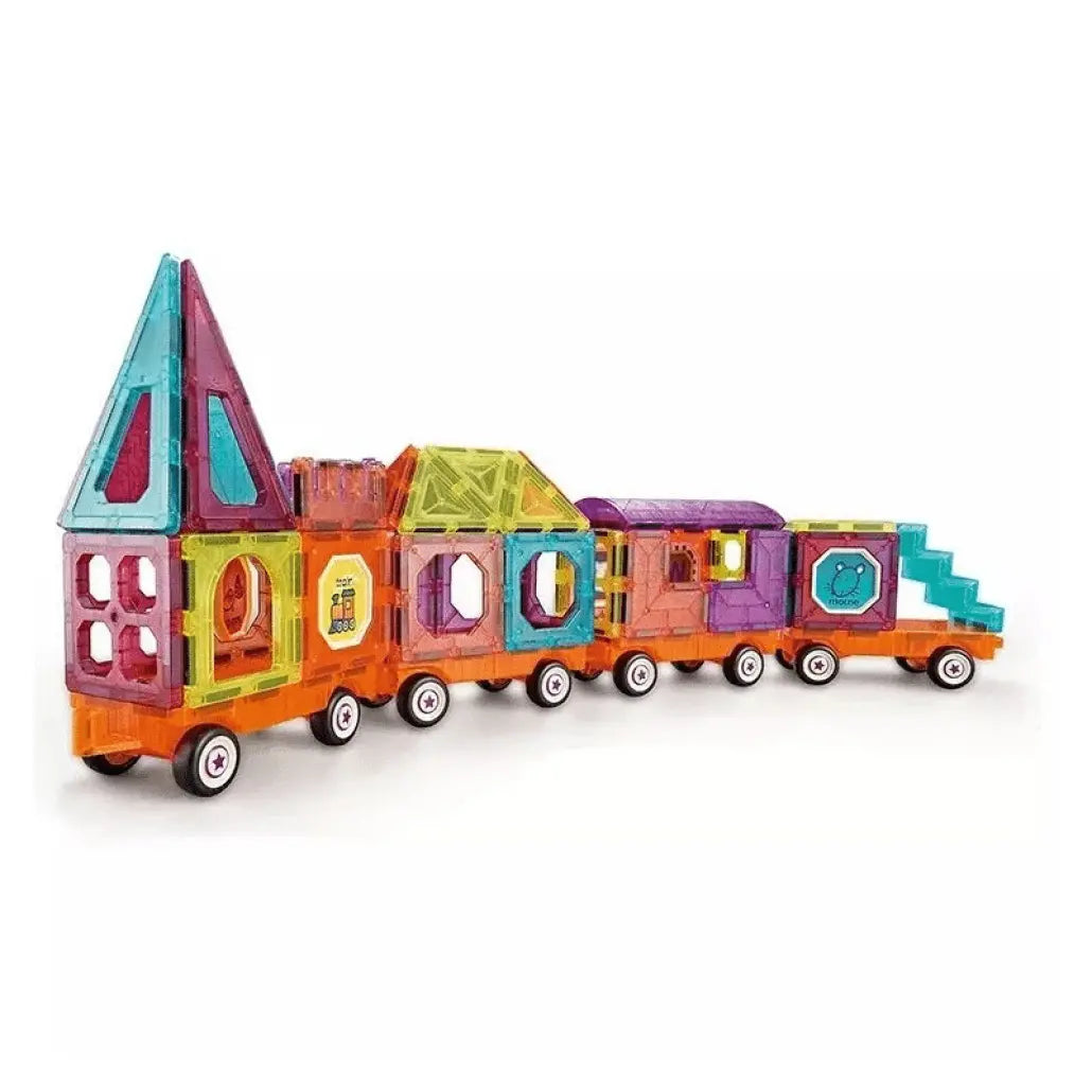 Set de Constructie Magnetic, Tren, 72 de Piese, Diverse Forme Geometrice, Multicolor, + 3 Ani - LUDIRO