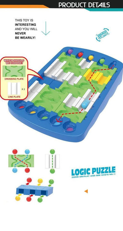 Joc Puzzle Labirint Inteligent cu Bile, 60 de Moduri de Joc Posibile, 43 Piese, 30.8x21x19.5x6 Cm, + 3 Ani - LUDIRO