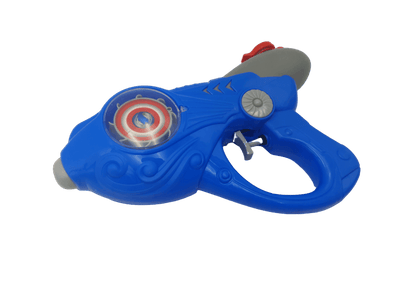 Pistol Jucarie cu Apa, cu Disc Rotativ si Lumini Interactive, Albastru Gri, 25x5x18 cm, + 3 Ani - LUDIRO