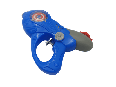 Pistol Jucarie cu Apa, cu Disc Rotativ si Lumini Interactive, Albastru Gri, 25x5x18 cm, + 3 Ani - LUDIRO