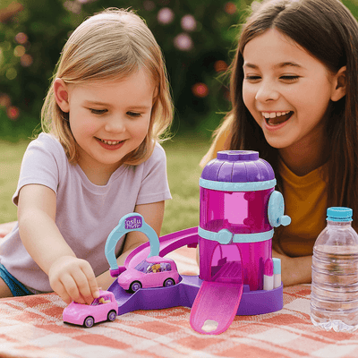 Garajul Fermecat cu Rampă & Mașinuță – Set de joacă Polly Pocket, 25 cm, Pentru Copii +3 Ani - LUDIRO