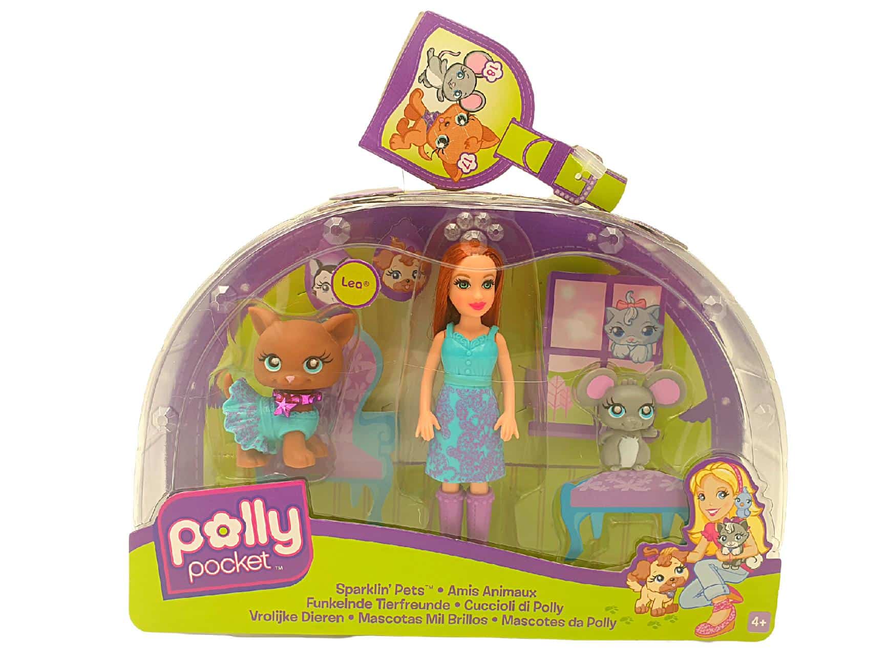 Set Polly Pocket Papusa si 2 Animalute, Colectia Sparklin` Pets, Lea, + 4 ani - LUDIRO
