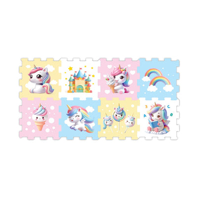 Covor Puzzle copii LUDIRO, 8 Piese Unicorn 30x30 Cm, Saltea Joaca din Spuma EVA Antiderapanta - LUDIRO