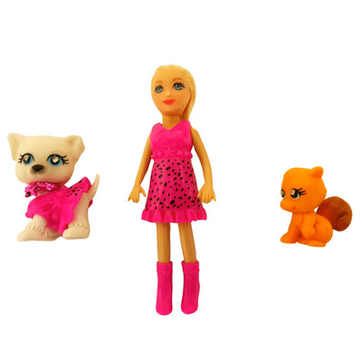 Set Polly Pocket Papusa si 2 Animalute, Colectia Sparklin` Pets, Polly, + 4 ani - LUDIRO