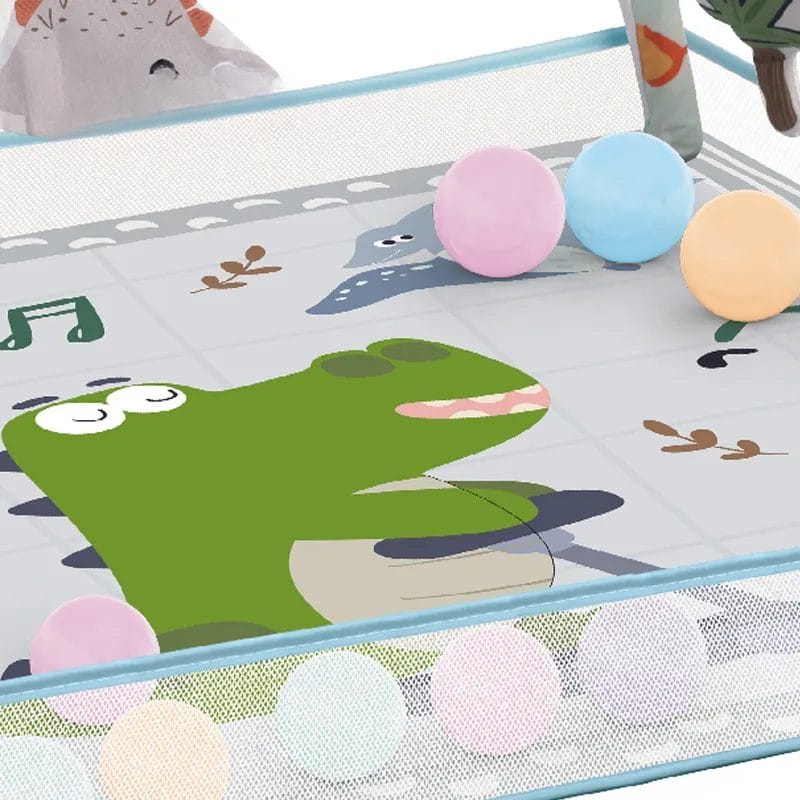 Centru de Activitati pentru Bebelusi cu Tematica Dinozauri, 75x75x52 Cm, Cu Jucarii Educationale Detasabile, Functie de Sunet, Oglinda, Ideal pentru Dezvoltarea Abilitatilor Sensoriale si Motorii - LUDIRO