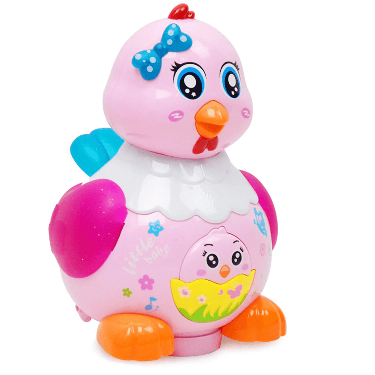 Jucărie interactivă Găină cu Ouă, Sunete și Lumini, 3 Ouă Incluse, 18x10 Cm, 3+ Ani - LUDIRO
