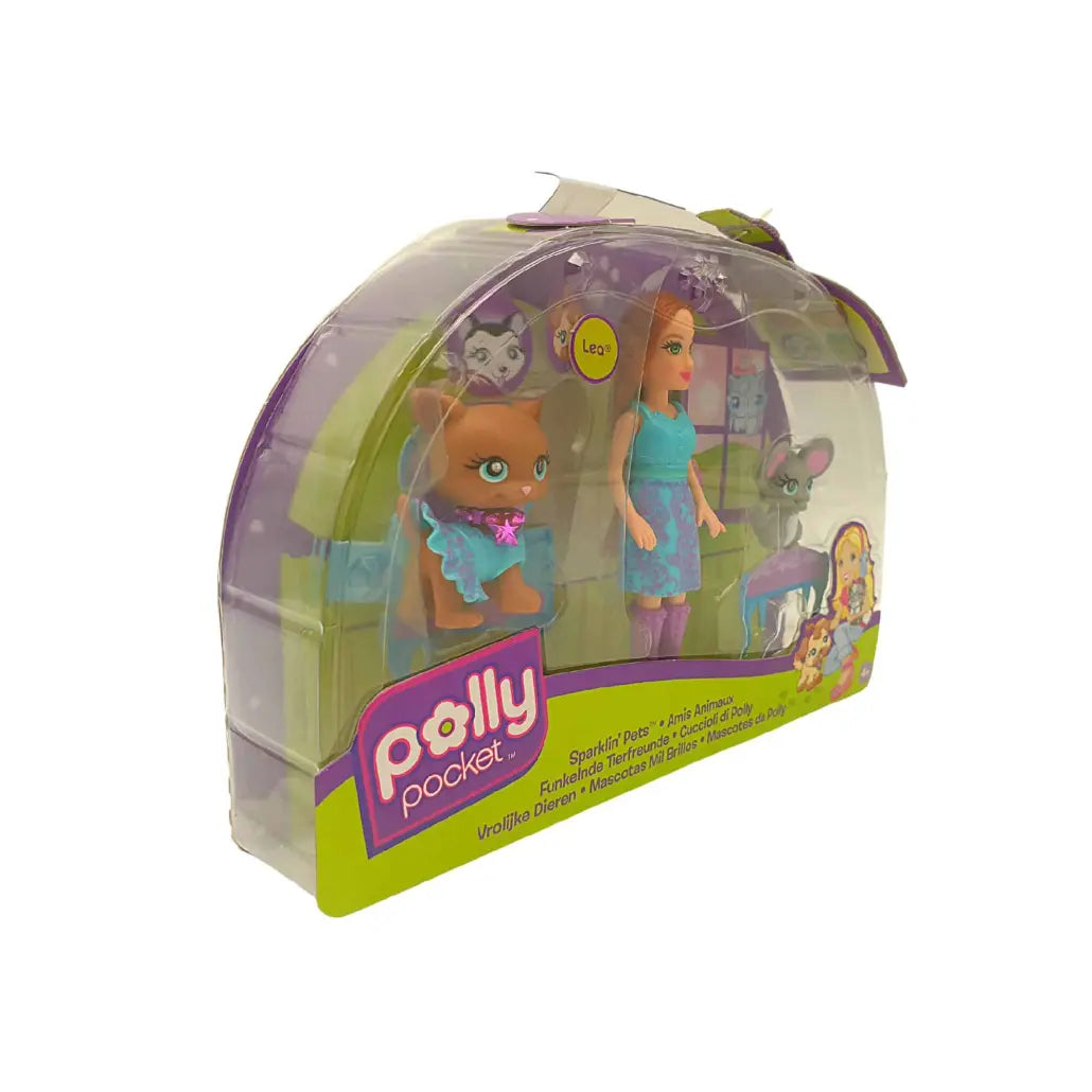 Set Polly Pocket Papusa si 2 Animalute, Colectia Sparklin` Pets, Lea, + 4 ani - LUDIRO