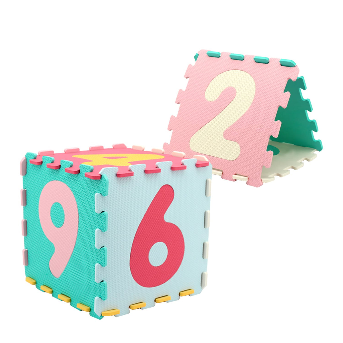 Resigilat - Covor Puzzle Copii cu Cifre Mix 9 Piese, Saltea Joaca din Spuma EVA, Antiderapanta - LUDIRO