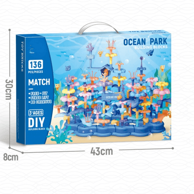 Set de Constructie Ludiro 136 Piese cu Corali si Pesti, Tema Marina, Baza Modulara, +3 Ani - LUDIRO