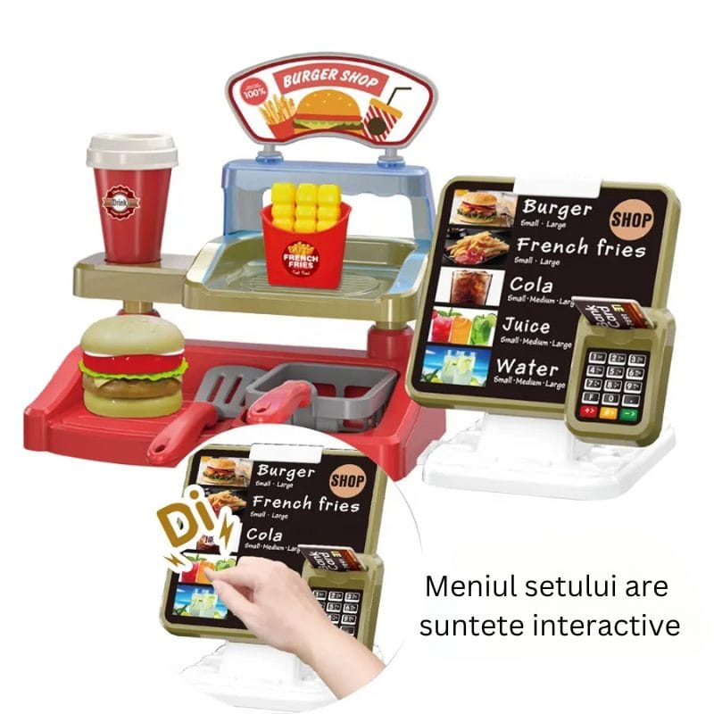 Set de Joaca Fast Food si Aparat de Cafea, Sunete si Lumini Interactive, Elemente Realiste, + 3 Ani, Utility One - LUDIRO