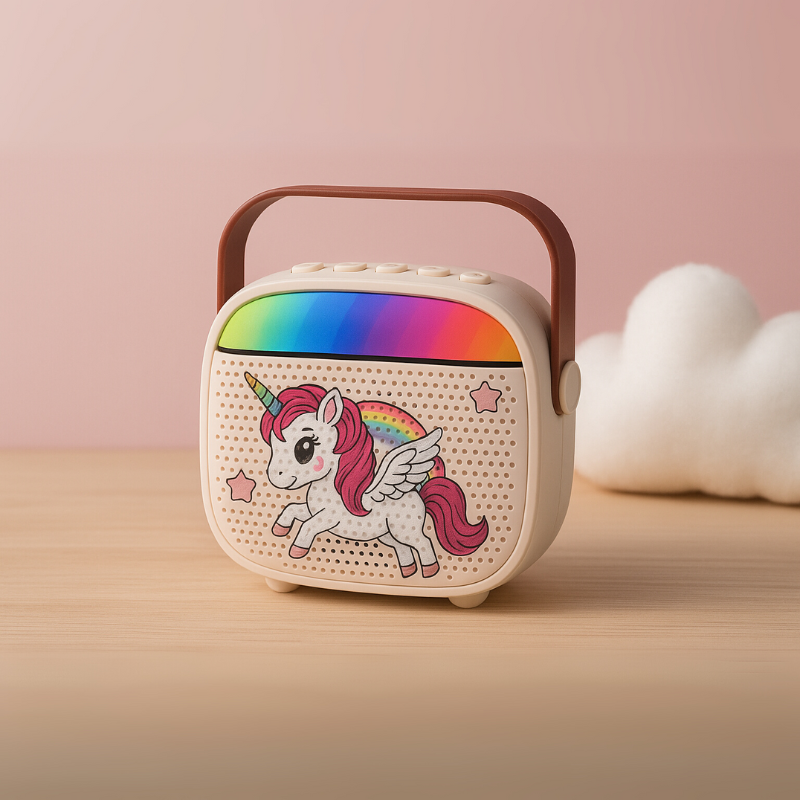 Resigilat - Set Karaoke Copii Unicorn Ludiro cu Microfon Wireless, Bluetooth si Schimbare Voce, + 3 Ani - LUDIRO