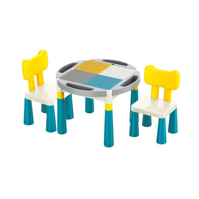Set Masuta de Activitati pentru Copii cu 2 Scaune incluse, Design Ergonomic si Sigur, Compatibila cu Blocuri Mari de Constructie, Perfect pentru Dezvoltarea Creativitatii,Ideal pentru Camera de Joaca - LUDIRO