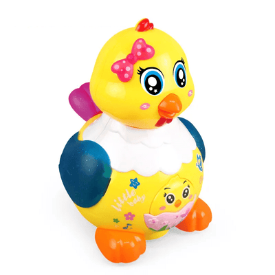 Jucarie Interactiva, Gaina care Face Oua, Sunete si Lumini, 3 Oua Incluse, Galben, 18x10 Cm, + 3 Ani - LUDIRO