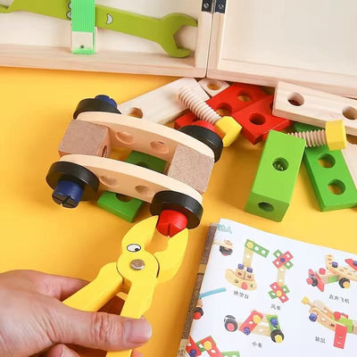 Jucarie Interactiva Montessori, Trusa de Unelte din Lemn pentru Copii, Educativa si Distractiva pentru Micii Mesteri, + 3 Ani - LUDIRO