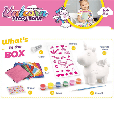 Pusculita de Pictat in Forma de Unicorn, Kit Creativ Complet pentru Copii - LUDIRO