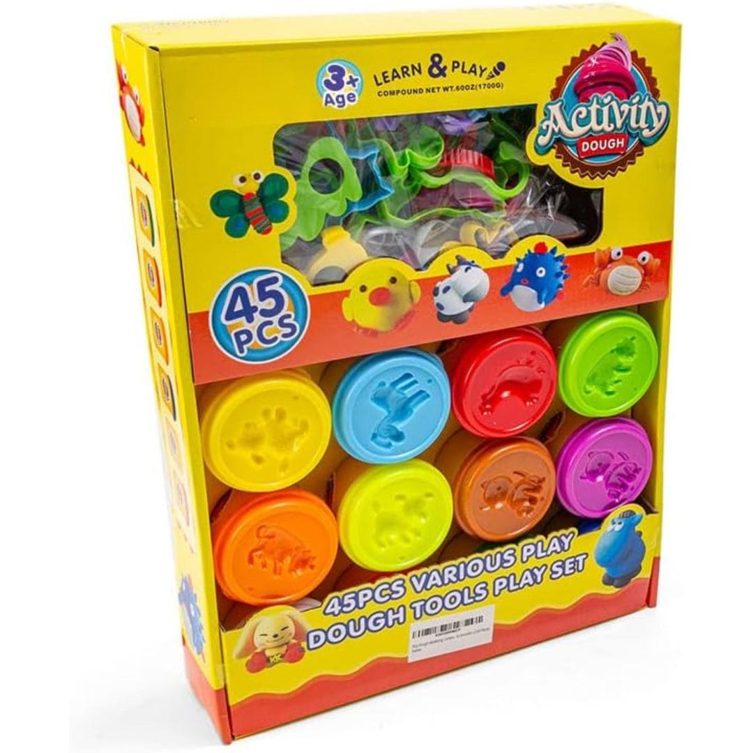 Set plastilina Educativa LUDIRO, 12 Culori, 45 Piese, Forme Animale, Unelte si Culori Vesele, Joaca Creativa, Sigura si Fara Ecrane pentru Copii peste 3 Ani, Acasa sau la Gradinita - LUDIRO