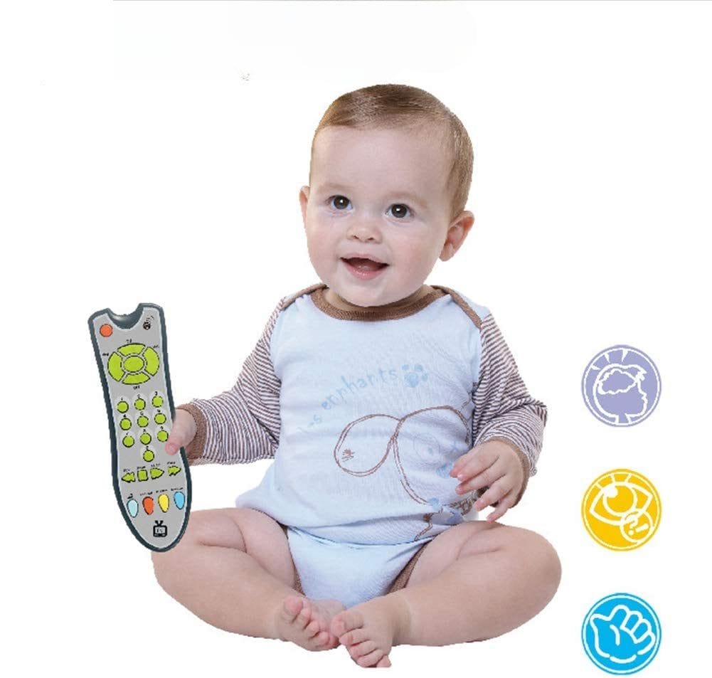 Jucarie Interactiva Telecomanda cu Sunete si Lumini, Invatarea Formelor si a Cifrelor, + 6 Luni, 18x5x3 Cm - LUDIRO