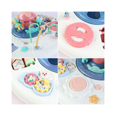 Resigilat - Masuta Interactiva cu Activitati si Carusel Muzical, 5 Functii, Invata si Descopera Inteligent, 34x32 cm, + 6 Luni - LUDIRO