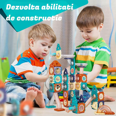 Circuit cu Bile 3D, Set Construcție STEAM 66 Piese, + 3 Ani - LUDIRO