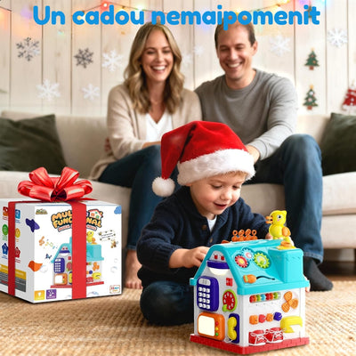 Resigilat - Căsuță Interactivă Montessori 20 în 1 pentru Bebeluși, Centru de Activități Educativ cu Muzică, Lumini, Telefon, Sortator și Joc Prindere Păsări, Fără BPA, 6-36 Luni - LUDIRO