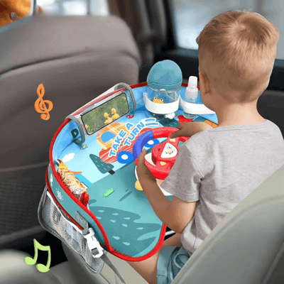 Masuta Auto cu Volan Interactiv pentru Copii Ludiro, Accesorii depozitare, Distractie si Ordine in Calatorii, + 18 Luni - LUDIRO