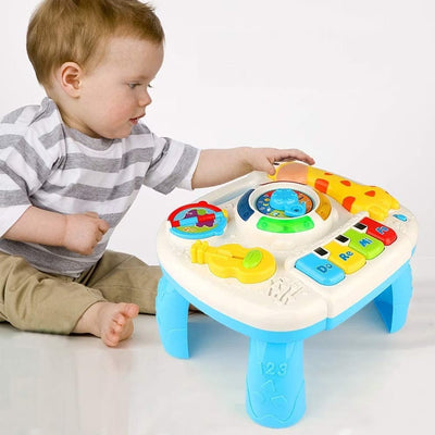 Masuta de Activitati pentru Bebelusi, Centru Multifunctional cu Pian, Lumini si Sunete, Girafa, Cadoul Ideal pentru Baieti si Fete, +1 An, Multicolor - LUDIRO