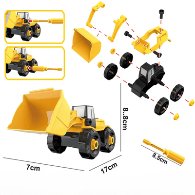 Utilaje Constructii pentru Copii 6 in 1 Ludiro, 104 Piese DIY cu Surubelnita - LUDIRO
