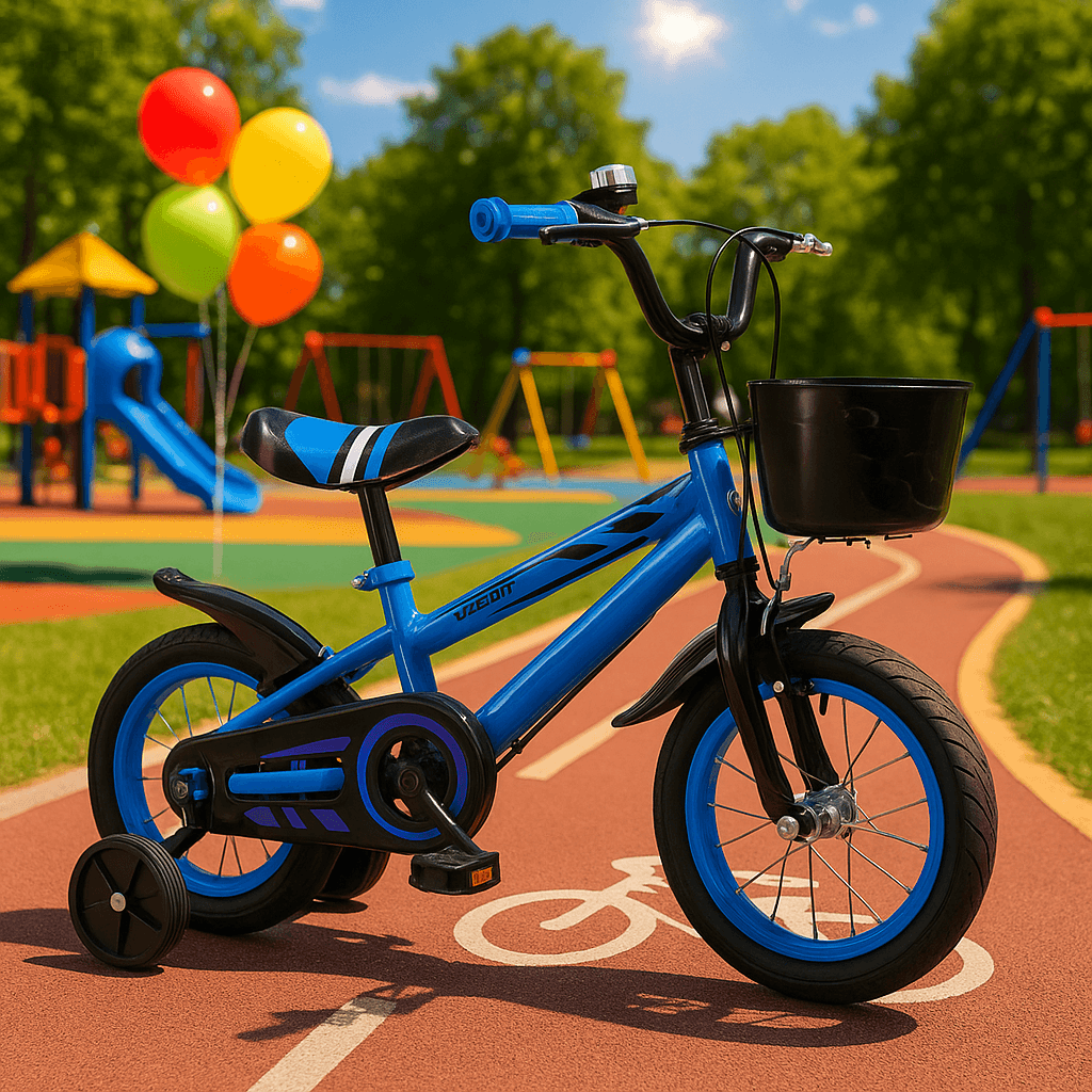 Bicicleta pentru Copii Ludiro 16 Inch, Diametru Roti 40 Cm, cu Frane Fata-Spate, Roti Ajutatoare, Cauciucuri Anti-Alunecare si Cadru din Otel, Ideala pentru Copii de 5-7 Ani, Albastru - LUDIRO