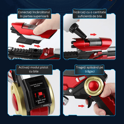 Pistol 3 in 1 Ludiro cu Lumina, Sunet si Bile, Jucarie Interactiva pentru Copii 3+ Ani - LUDIRO