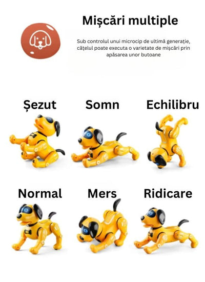 Catelus Robot Inteligent care Canta, Danseaza, Povesteste si Ajuta la Dezvoltarea Limbajului si Creativitatii, Cel mai Bun Prieten pentru Educatie si Distractie, + 3 Ani, Galben Negru - LUDIRO