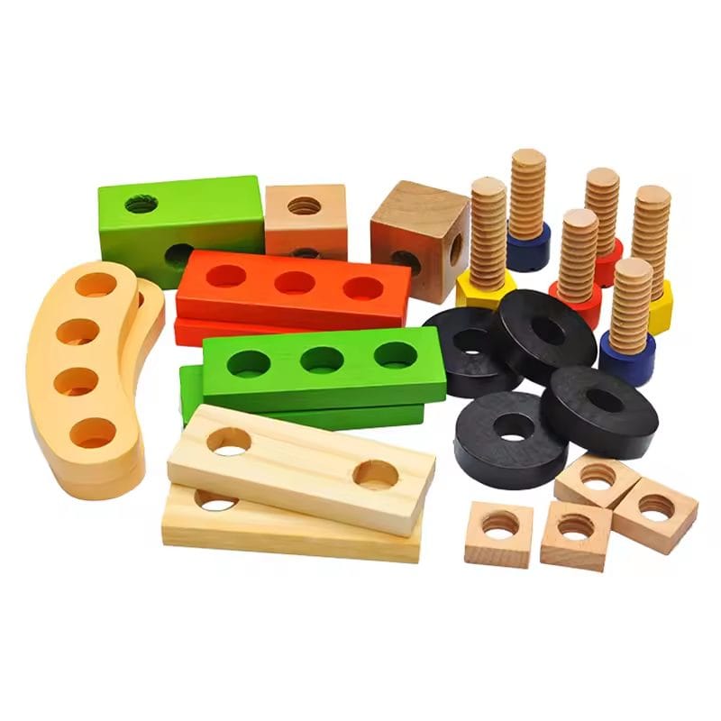 Jucarie Interactiva Montessori, Trusa de Unelte din Lemn pentru Copii, Educativa si Distractiva pentru Micii Mesteri, + 3 Ani - LUDIRO