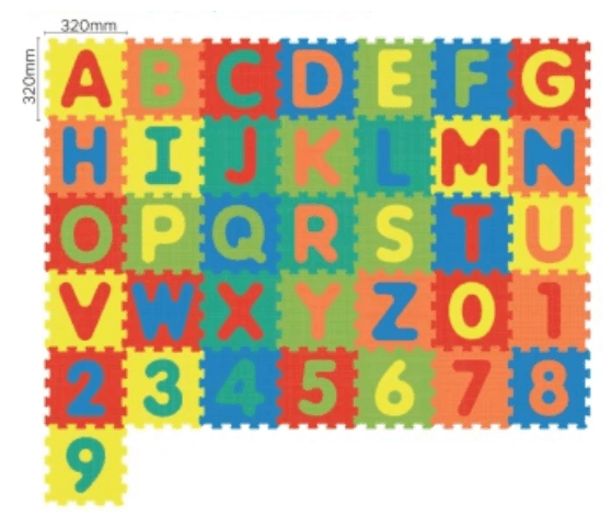 Covor Puzzle copii LUDIRO cu Cifre si Litere A-Z Detasabile, Spuma EVA Sigura - LUDIRO