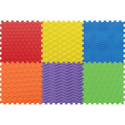 Covor Puzzle Senzorial LUDIRO cu 6 Texturi Diferite, 60x60 cm, Spuma EVA 12 mm, Antiderapant - LUDIRO