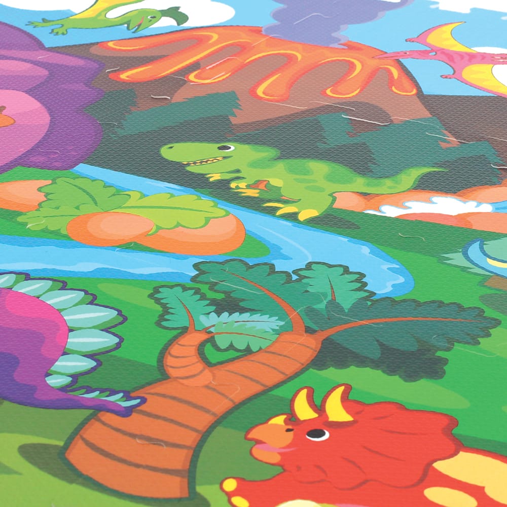 Covor Puzzle din Spuma EVA pentru Copii Ludiro, Set 9 Piese Educationale cu Lumea Dinozaurilor - LUDIRO