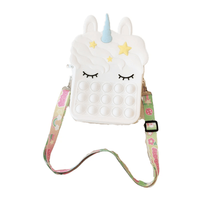 Jucărie Antistres Pop It Geantă Unicorn XXL 16×22.5×5.5 Cm, Accesorii Fidget & Umăr, Alb - LUDIRO