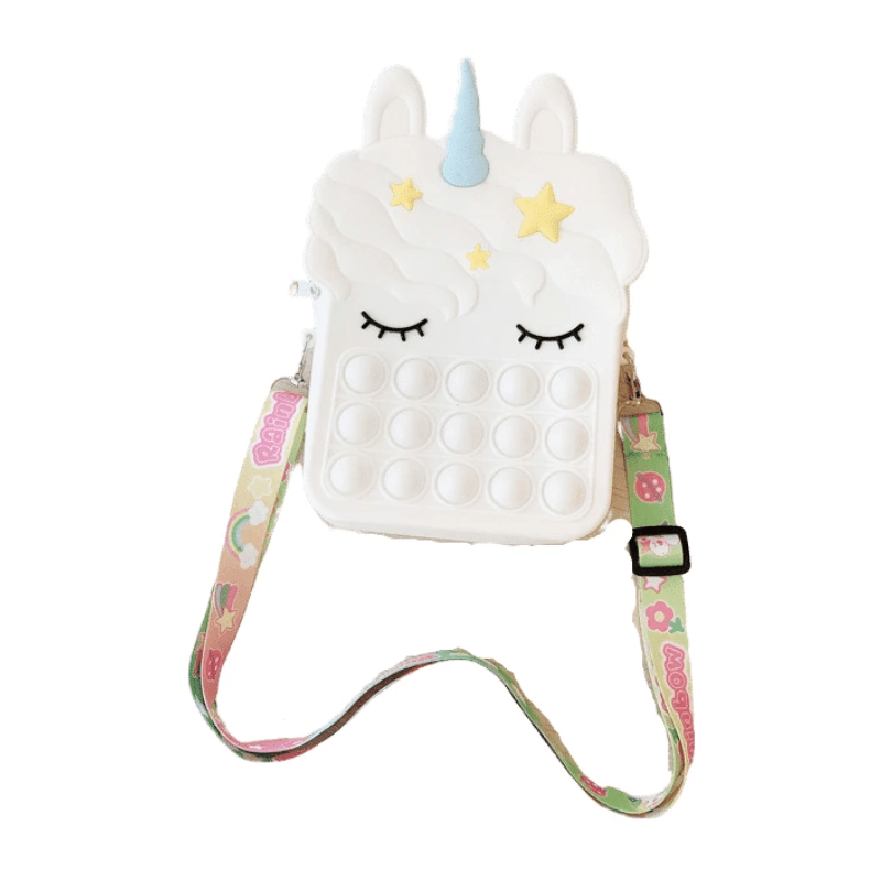 Jucărie Antistres Pop It Geantă Unicorn XXL 16×22.5×5.5 Cm, Accesorii Fidget & Umăr, Alb - LUDIRO