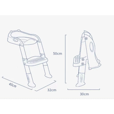 Reductor WC pentru Copii cu Scarita Pliabila Ajustabila, Suport Ergonomic, Material Antiderapant si Design Educativ, Ideal pentru Tranzitia de la Olita la Toaleta, 50x42x32 Cm - LUDIRO