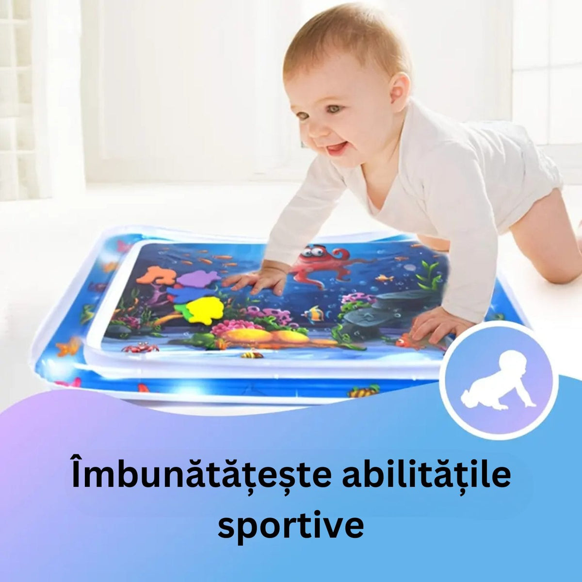 Saltea Senzoriala cu Apa pentru Bebelusi, Lumea Marina, Multicolor, 65x50x7 Cm, + 0 Luni - LUDIRO