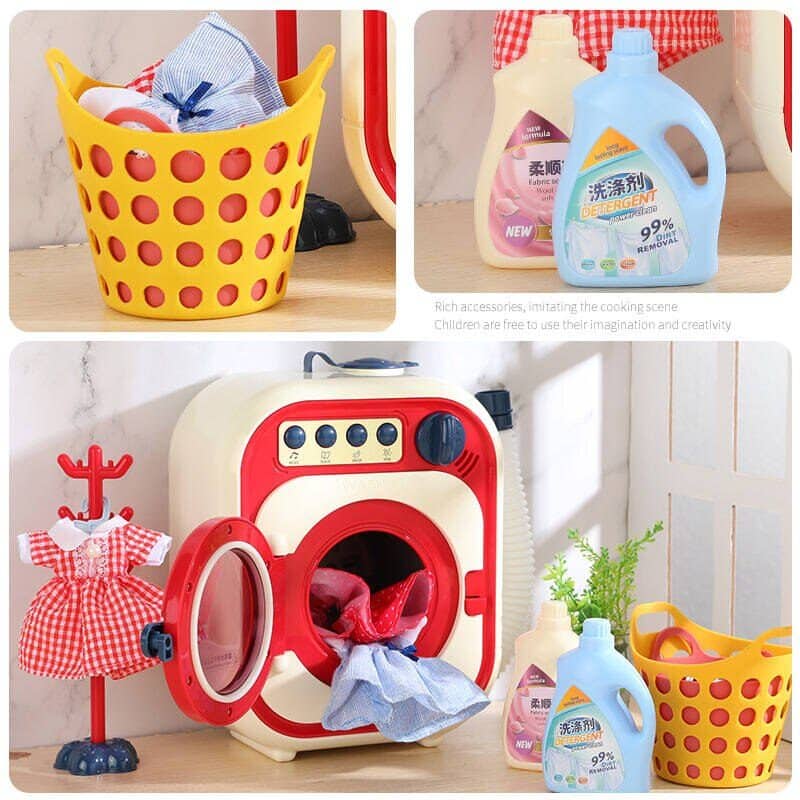 Set de Joaca, Masina de Spalat cu Accesorii, Sistem de Scurgere, Sunete si Lumini Interactive, 21x21x11 Cm, + 3 Ani - LUDIRO